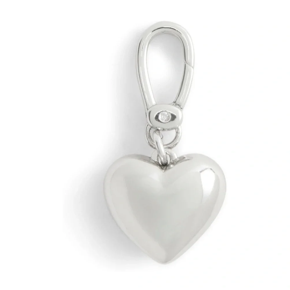 New Coach Silver Heart Charm Keychain with Logo Design - Picture 2 of 7